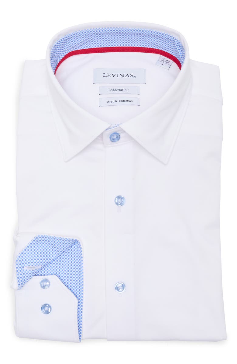 LEVINAS Tailored Fit Solid Cotton Dress Shirt, Alternate, color, Lt Blue