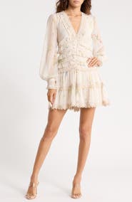 AllSaints Zaphia Long Sleeve Babydoll Minidress