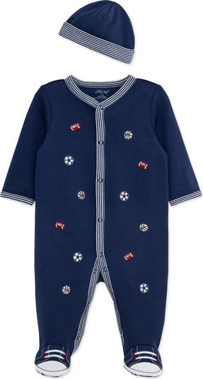 Sports Cotton Footie & Hat Set