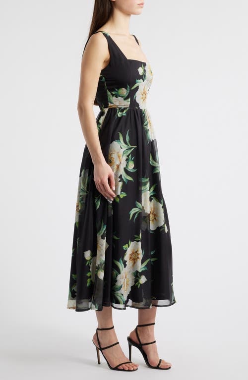 Lulus Logan Floral Fit & Flare Cocktail Dress In Black Floral