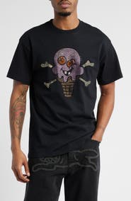 ICECREAM Stones Rhinestone Cotton Graphic T-Shirt