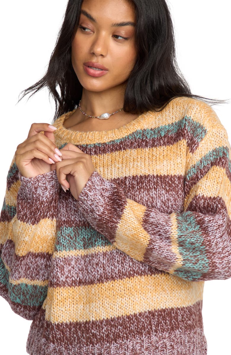 Billabong So Spaced Out Stripe Sweater, Alternate, color, Mulch