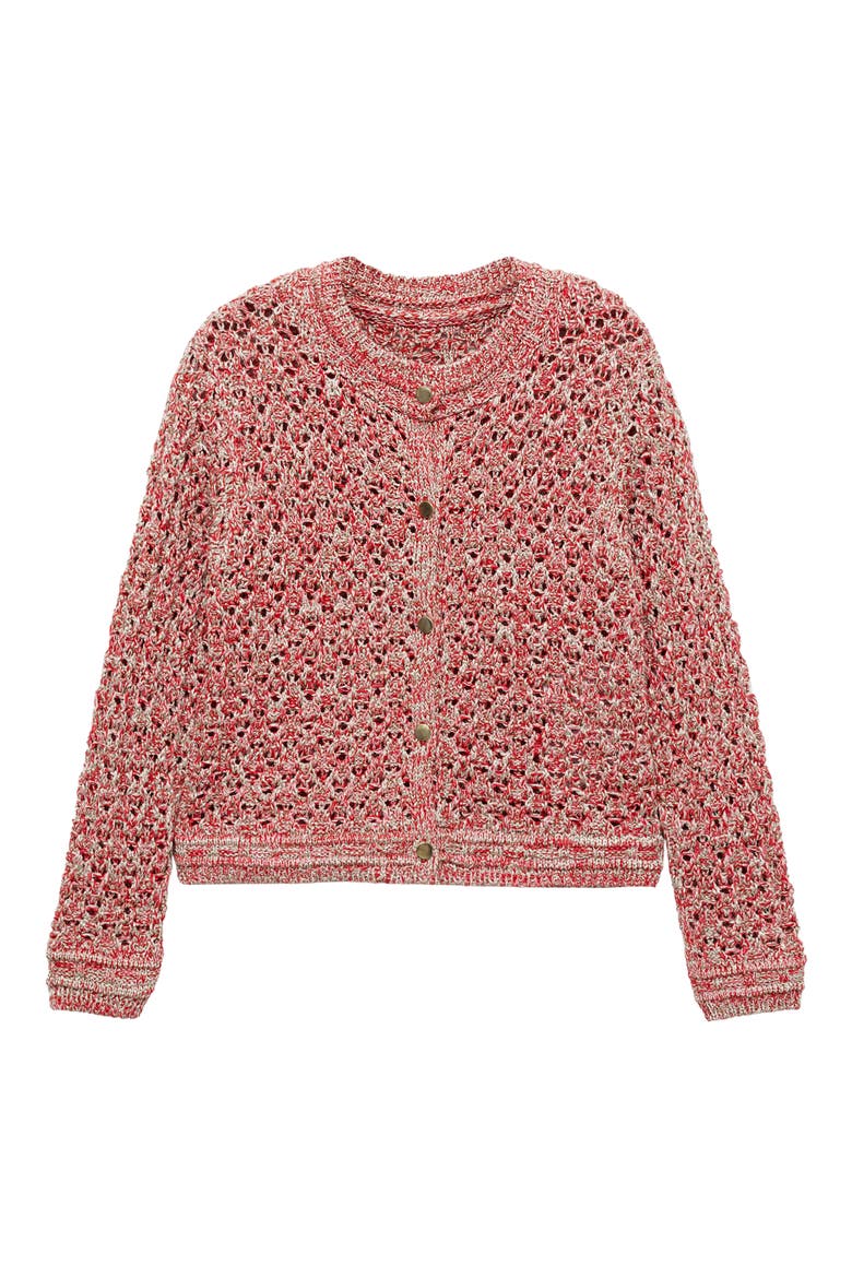 Metallic Open Stitch Cardigan, Main, color, RED