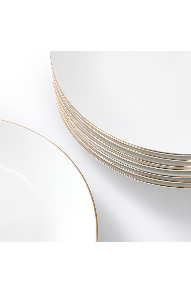 Gibson Home Ogalla 8 Piece 7.5 Inch Gold Banded Fine Ceramic Dessert Plate Set, Alternate, color, Gold