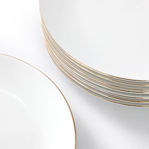 Gibson Home Ogalla 8 Piece 7.5 Inch Gold Banded Fine Ceramic Dessert Plate Set In Gold