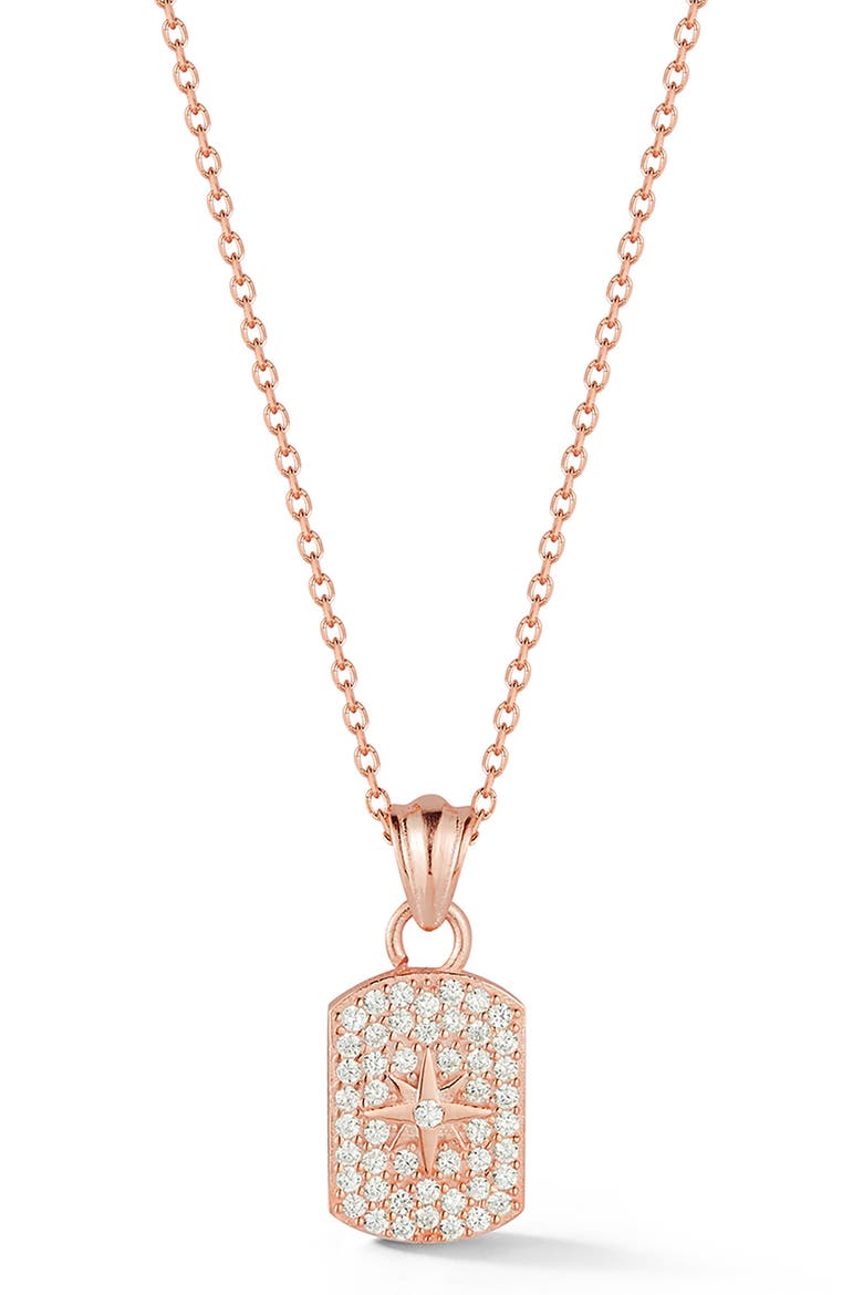 Star Tag Pendant Necklace, Main, color, ROSE GOLD