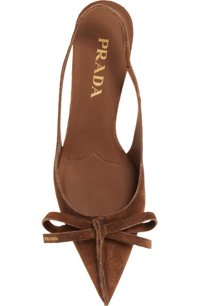 Prada Exposed Seam Kitten Heel Slingback Pump, Alternate, color, Cacao