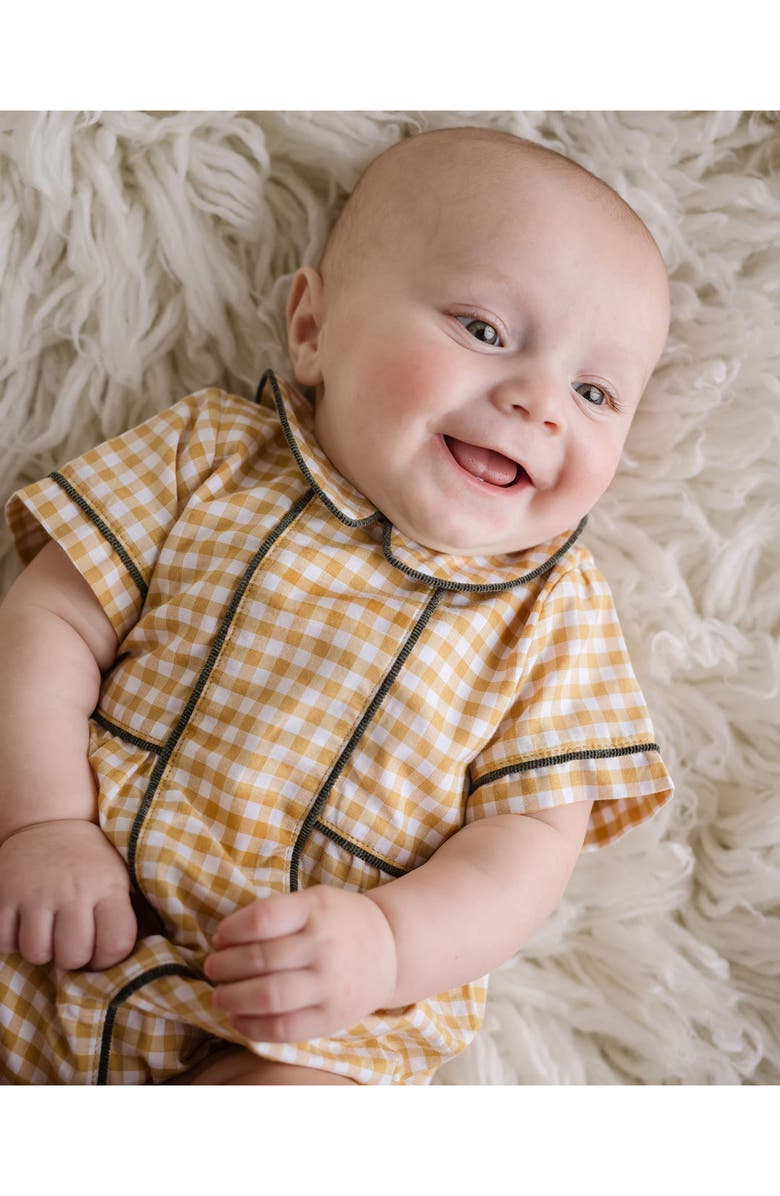 Cuclie Gingham Bubble Romper, Alternate, color, Yellow Multi