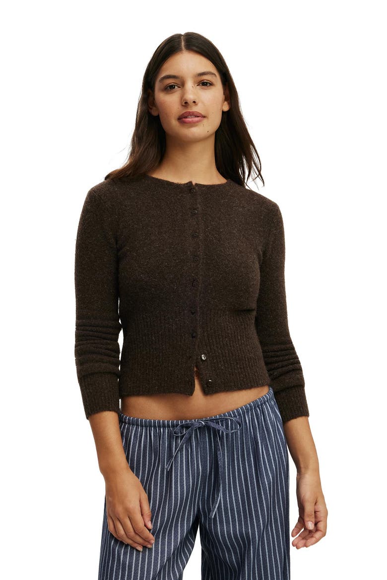Women's Fluffy Fitted Knit Cardi, Main, color, Toffee Bean