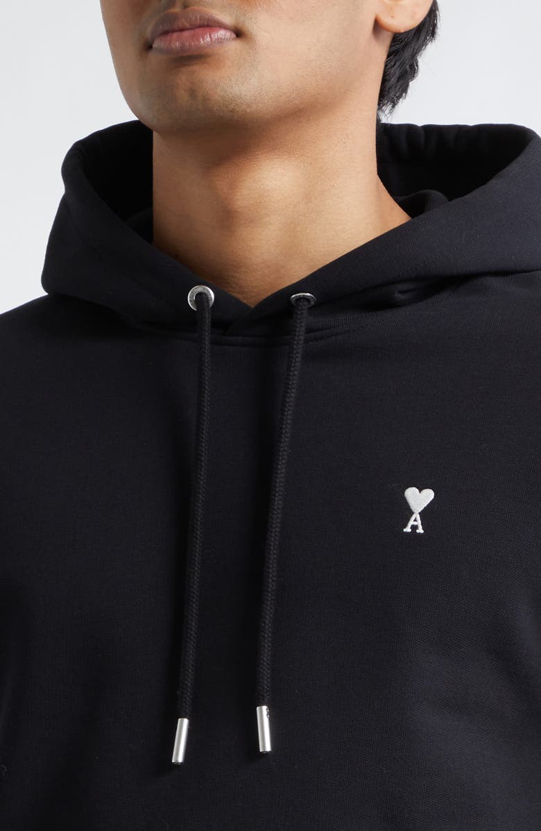 AMI PARIS Embroidered Ami de Coeur French Terry Hoodie, Alternate, color, Noir/ Blanc Creme