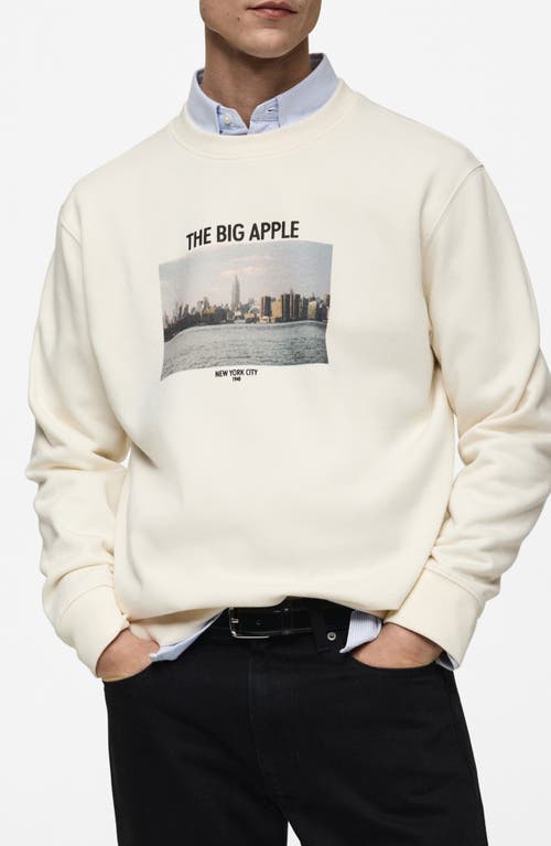 Mango The Big Apple Fleece Graphic Sweatshirt In Beige