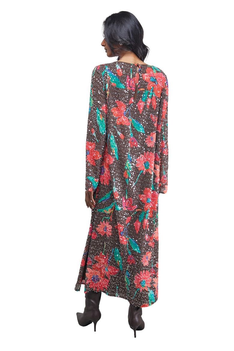 Sequin Column Midi Dress, Alternate, color, Chocolate