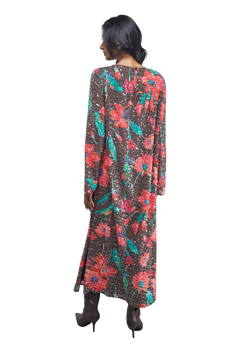 Warehouse Sequin Column Midi Dress, Alternate, color, Chocolate