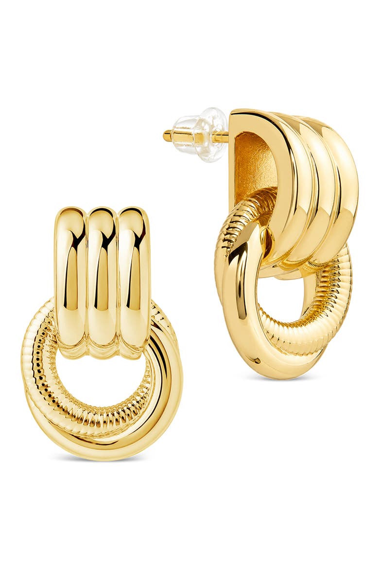 Ribbed Door Knocker Stud Earrings, Main, color, GOLD