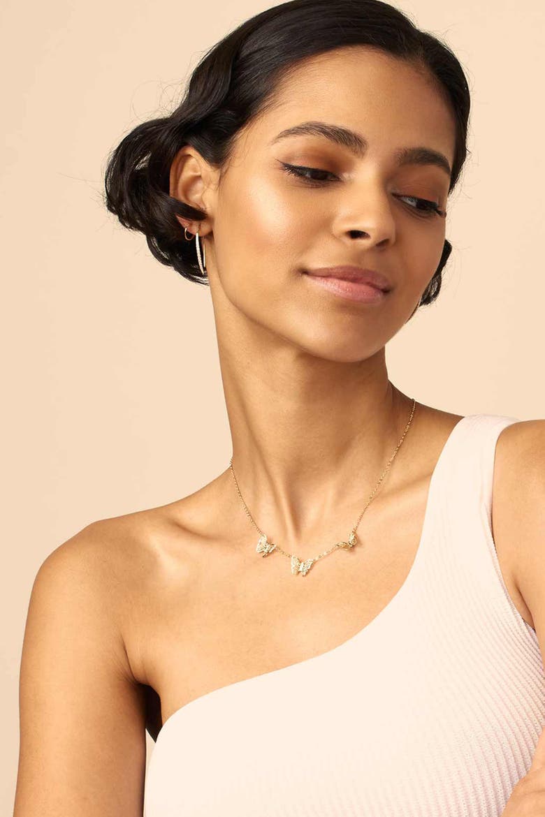 14K Yellow Gold Social Butterfly Necklace, Alternate, color, Yellow Gold