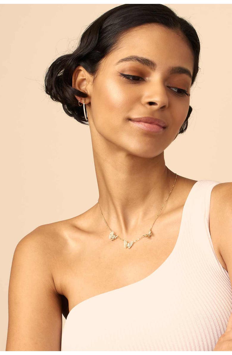 Oradina 14K Yellow Gold Social Butterfly Necklace, Alternate, color, Yellow Gold