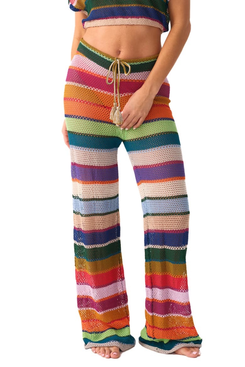Bree Boho Stripe Sheer Cover-Up Pants, Main, color, CALYPSO