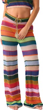 PQ SWIM Bree Boho Stripe Sheer Cover-Up Pants