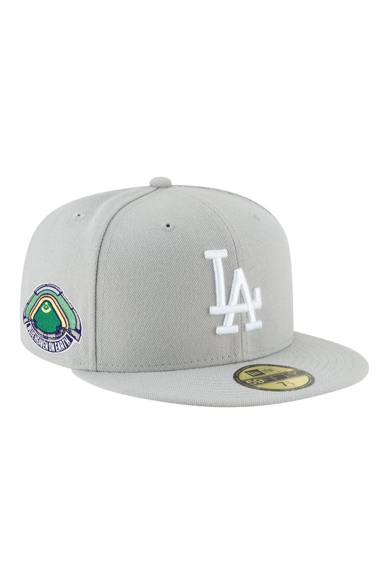 Men's New Era  Gray Los Angeles Dodgers Blue Heaven On Earth Stadium Patch 59FIFTY Fitted Hat, Main, color, Gray