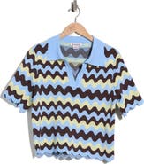 Nanette Lepore Wiggle Stripe Polo Sweater