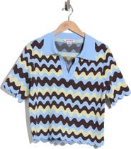 Nanette Lepore Wiggle Stripe Polo Sweater