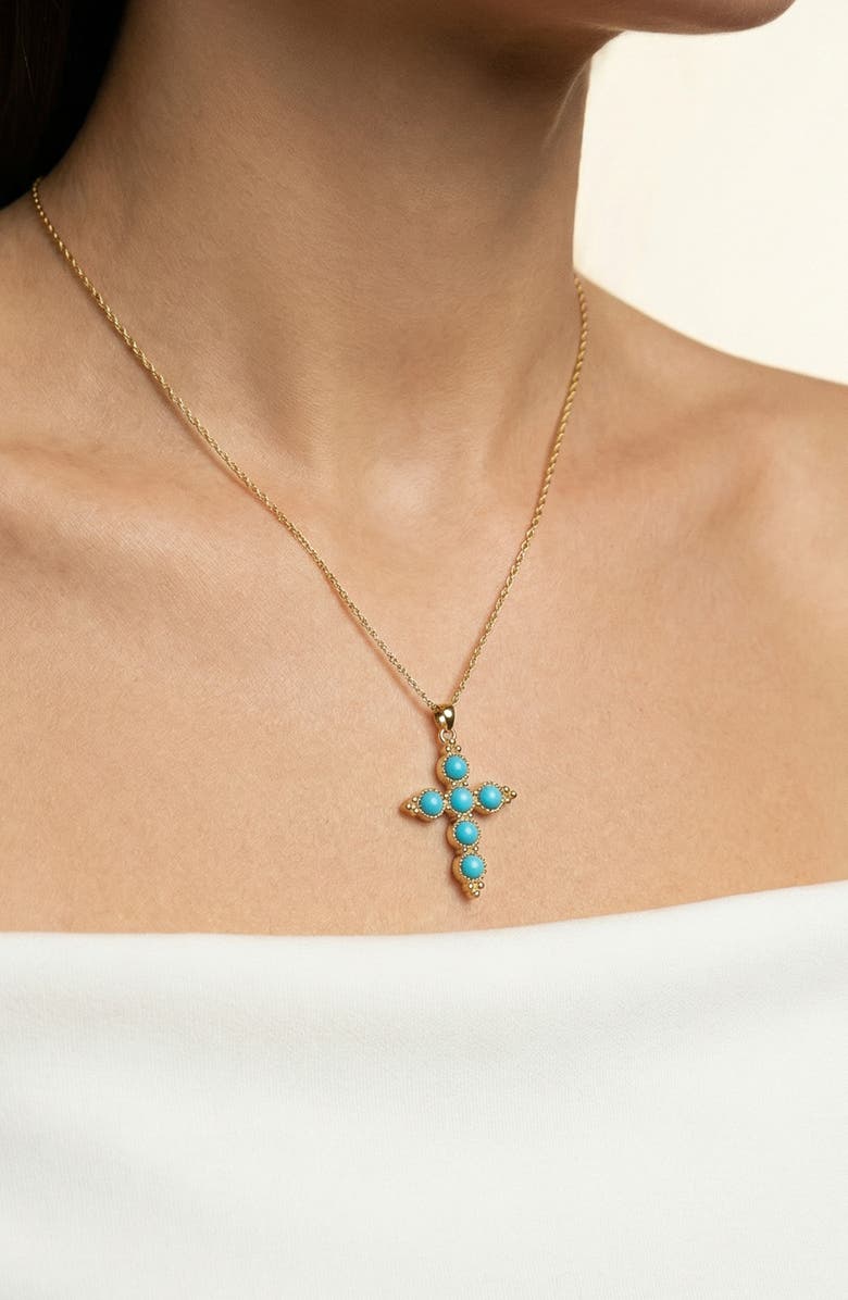 ARGENTO VIVO Turquoise Cross Pendant Necklace, Alternate, color, Gold