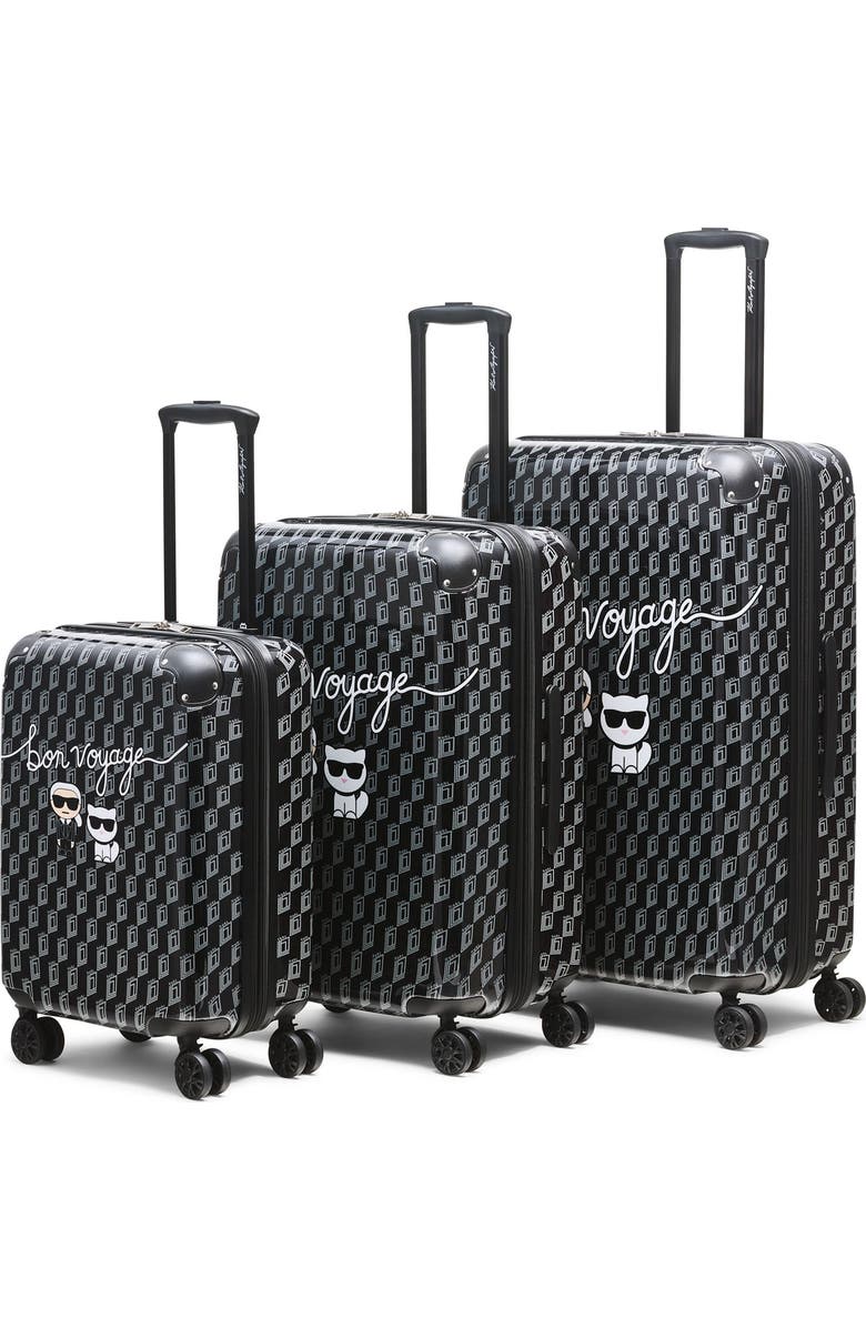 KARL LAGERFELD Bon Voyage Upright Suitcase, Alternate, color, Black/Grey