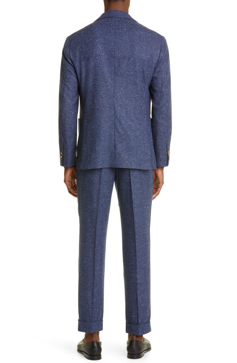 Brunello Cucinelli Prince of Wales Plaid Wool & Cashmere Two-Piece Suit, Alternate, color,