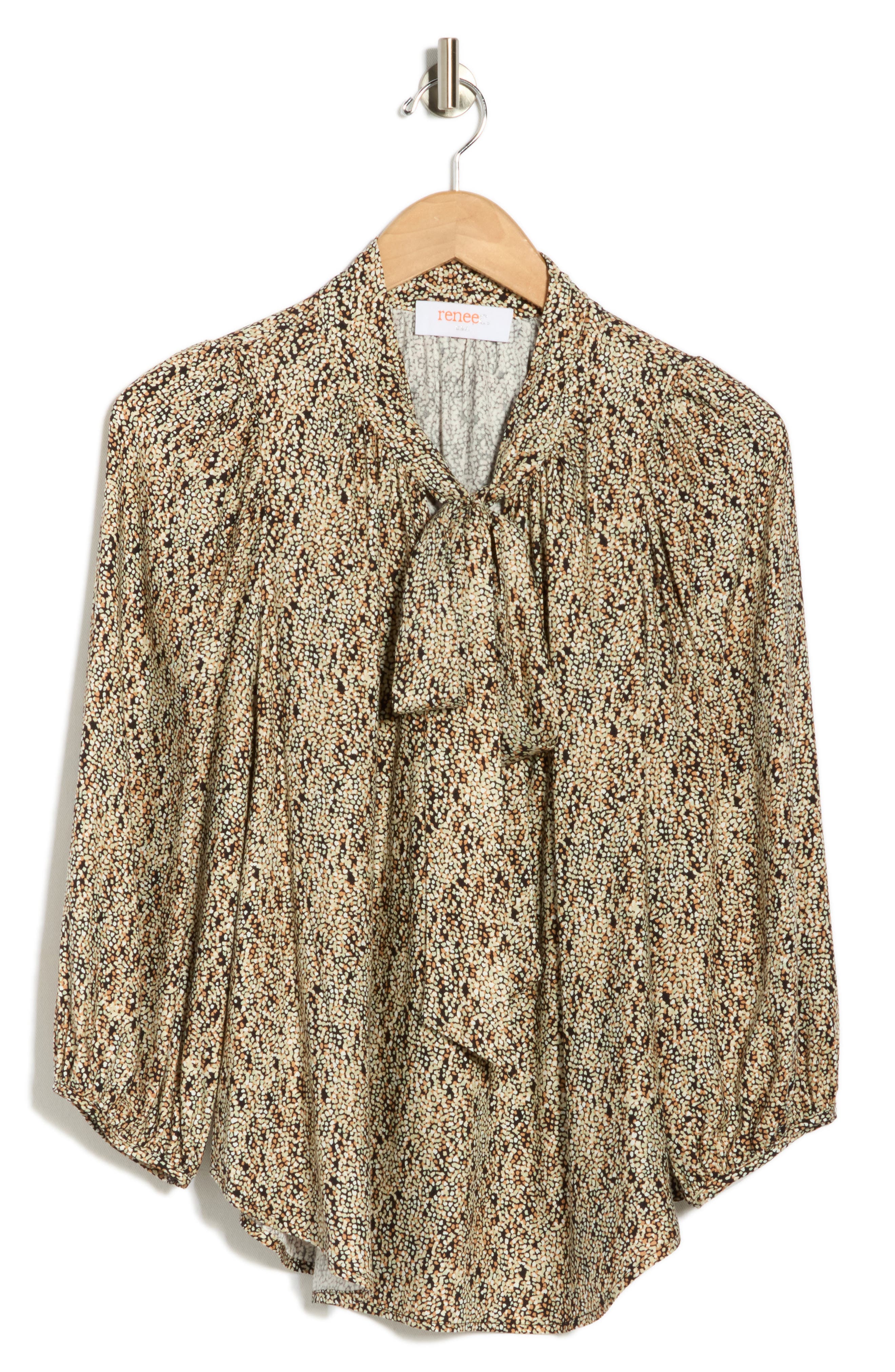 Renee C Tie Neck Long Sleeve Top