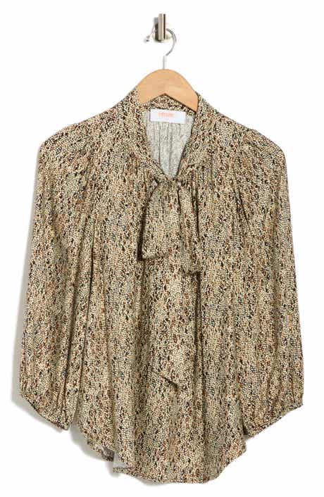 Renee C Tie Neck Long Sleeve Top