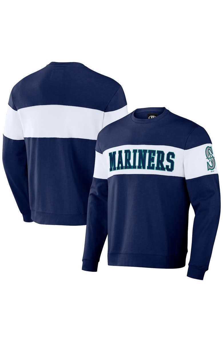 Darius Rucker Collection by Fanatics Men's Darius Rucker Collection by Fanatics Navy Seattle Mariners Stripe Pullover Sweatshirt, Main, color, 