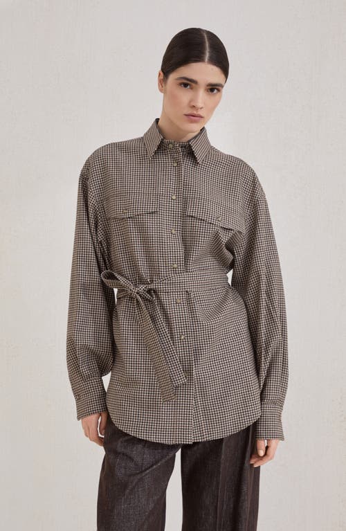 Brunello Cucinelli Checked Virgin Wool Overshirt In Brown
