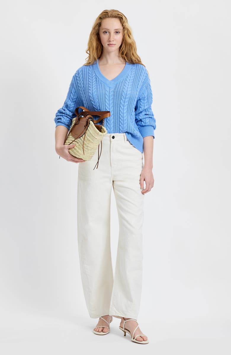 French Connection Ryland Cable Sweater, Alternate, color, 40-Blue Hydrangea