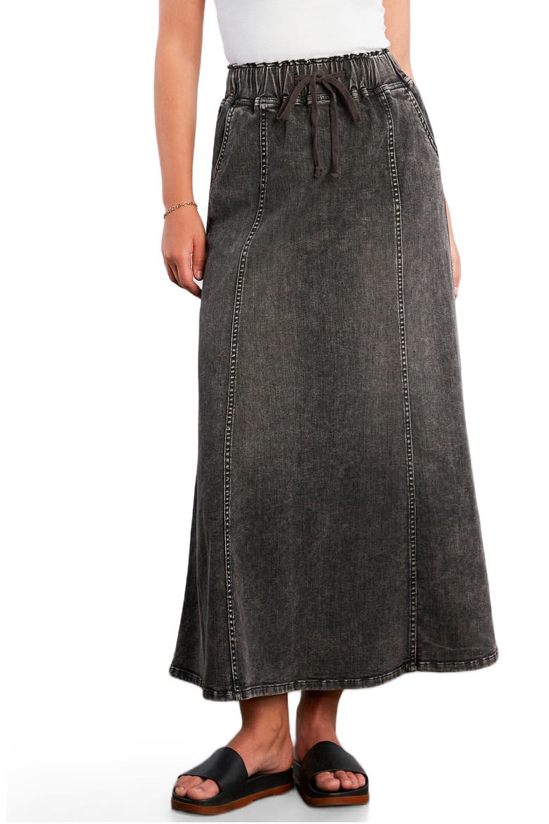 Tie Waist Denim Skirt, Main, color, SPLIT GREY