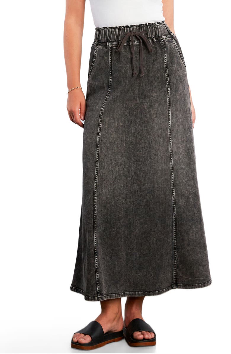 Wash Lab Denim Tie Waist Denim Skirt, Main, color, Split Grey