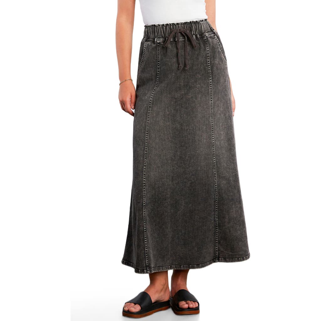 Wash Lab Denim Tie Waist Denim Skirt In Black