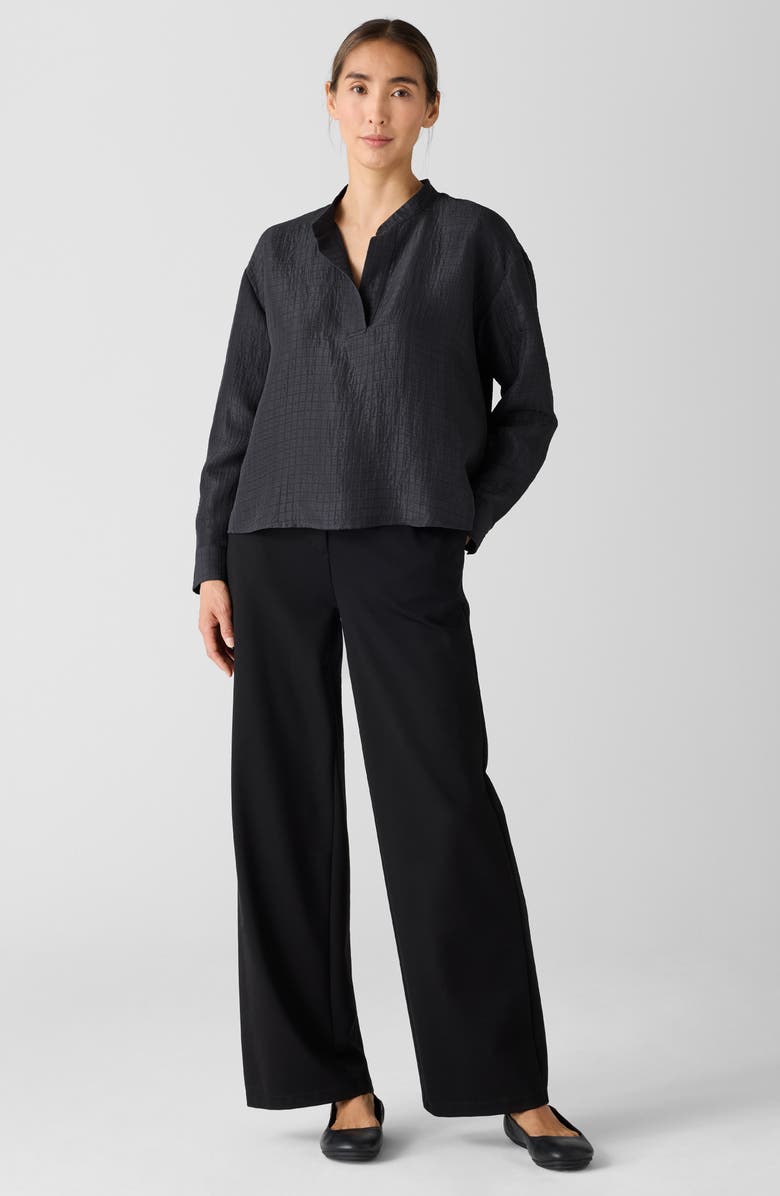 Eileen Fisher Silk & Linen Mandarin Collar Top, Alternate, color, 