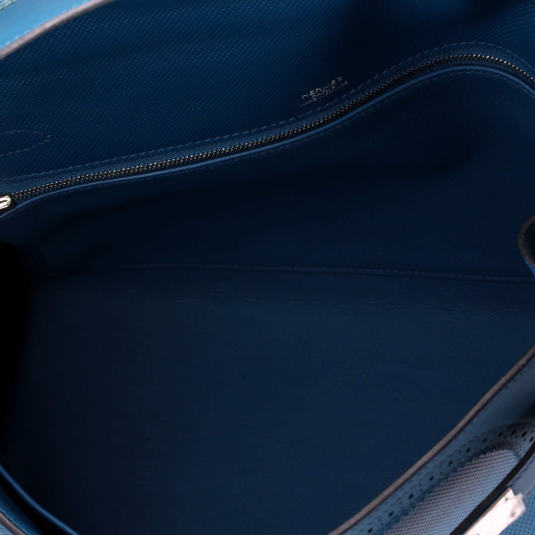 Pre-Owned Hermes Kelly Ghillies Handbag Blue Grain d'H and Swift with Palladium Hardware 32, Alternate, color, Colvert