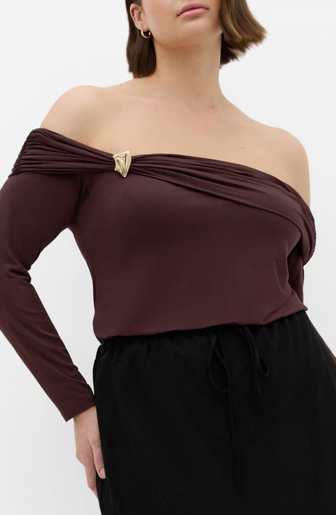 Ruched Off the Shoulder Top (Plus)