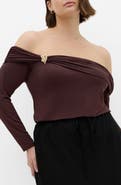 City Chic Ruched Off the Shoulder Top
