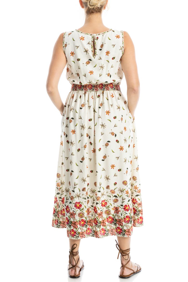 Floral Sleeveless Boat Neck Maxi Dress, Alternate, color, NATURAL/ RED POPPY
