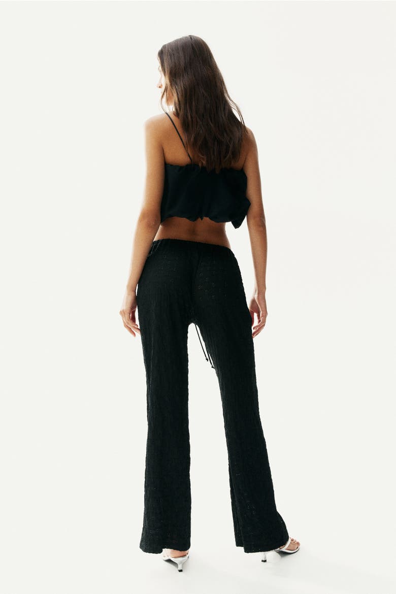 Lace-look Drawstring Trousers, Alternate, color, Black