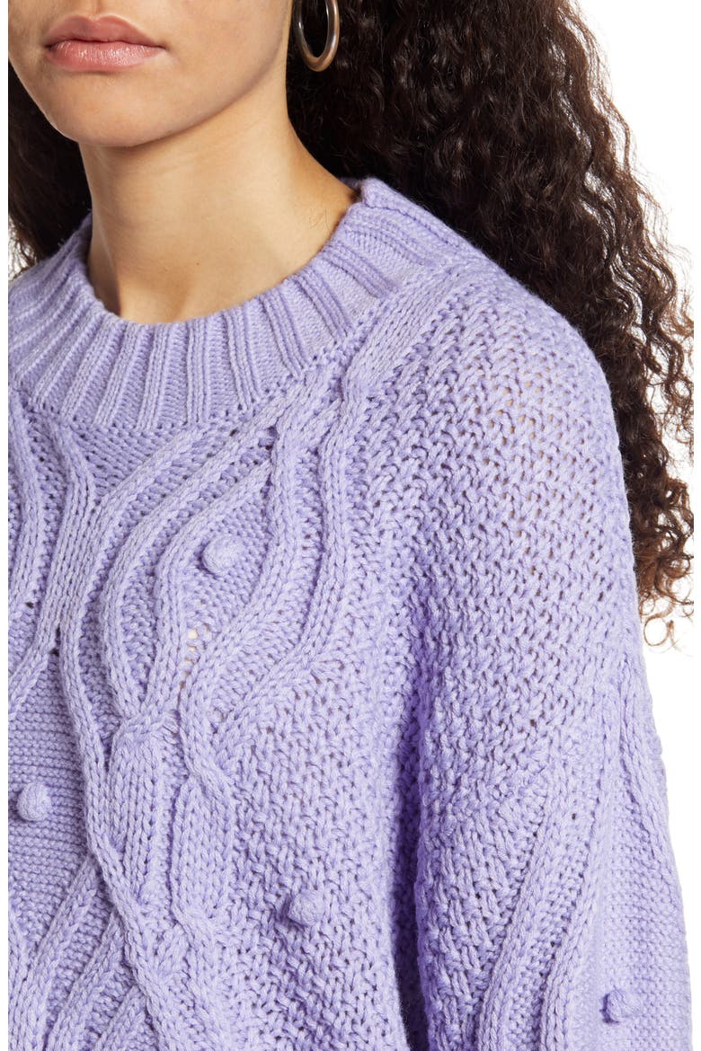 Textured Cable Sweater, Alternate, color, LAVENDER