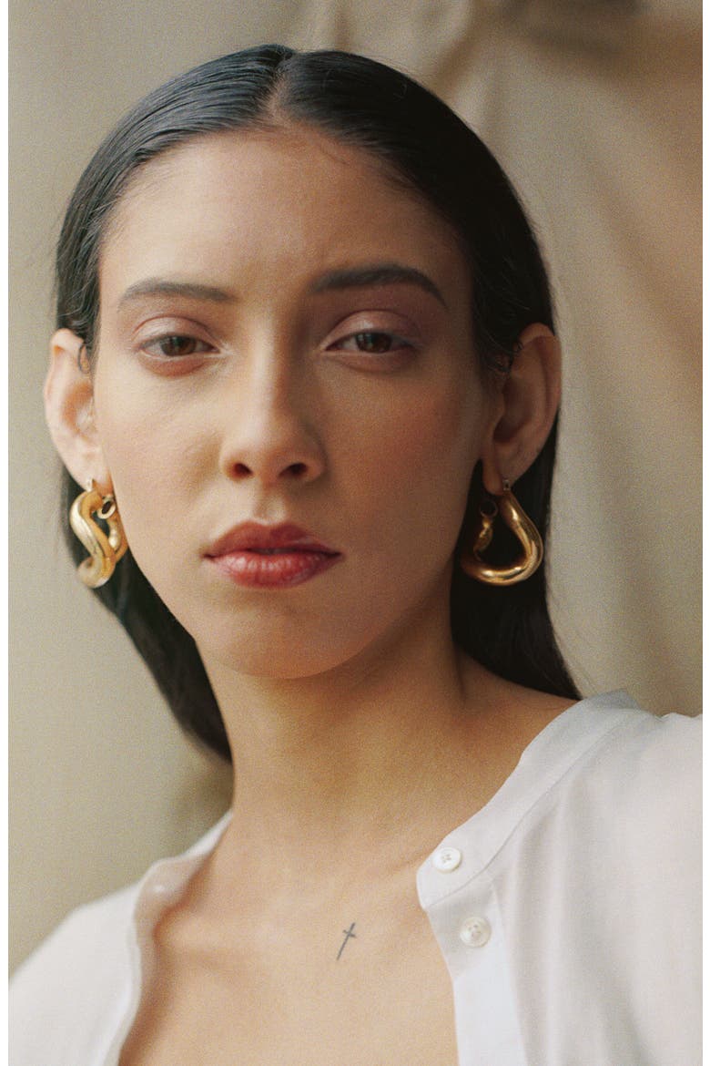 Anima Earrings, Alternate, color, BRASS
