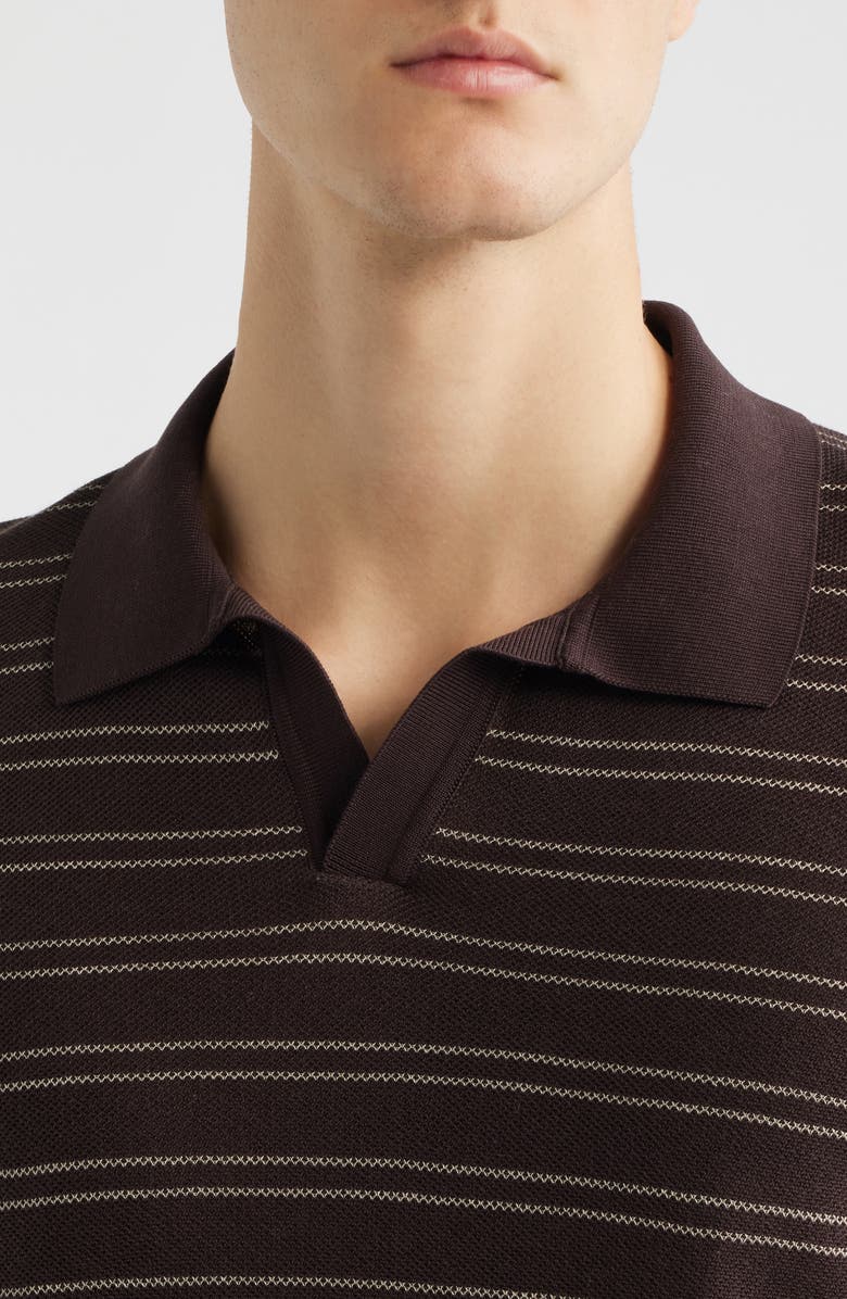 BOSS H-Narciso Stripe Johnny Collar Polo, Alternate, color, Dark Brown