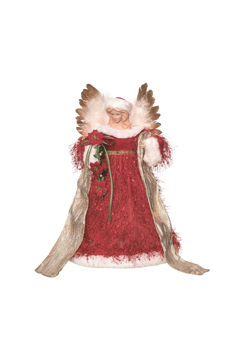Transpac Multicolor Ornate Gilded Angel Fabric Decorative Statue for Christmas, Main, color, 