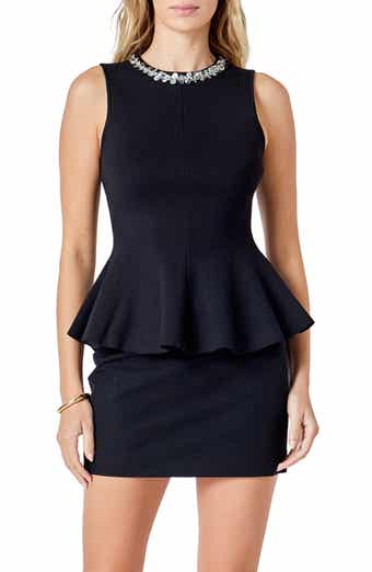 Jewel Trim Peplum Top
