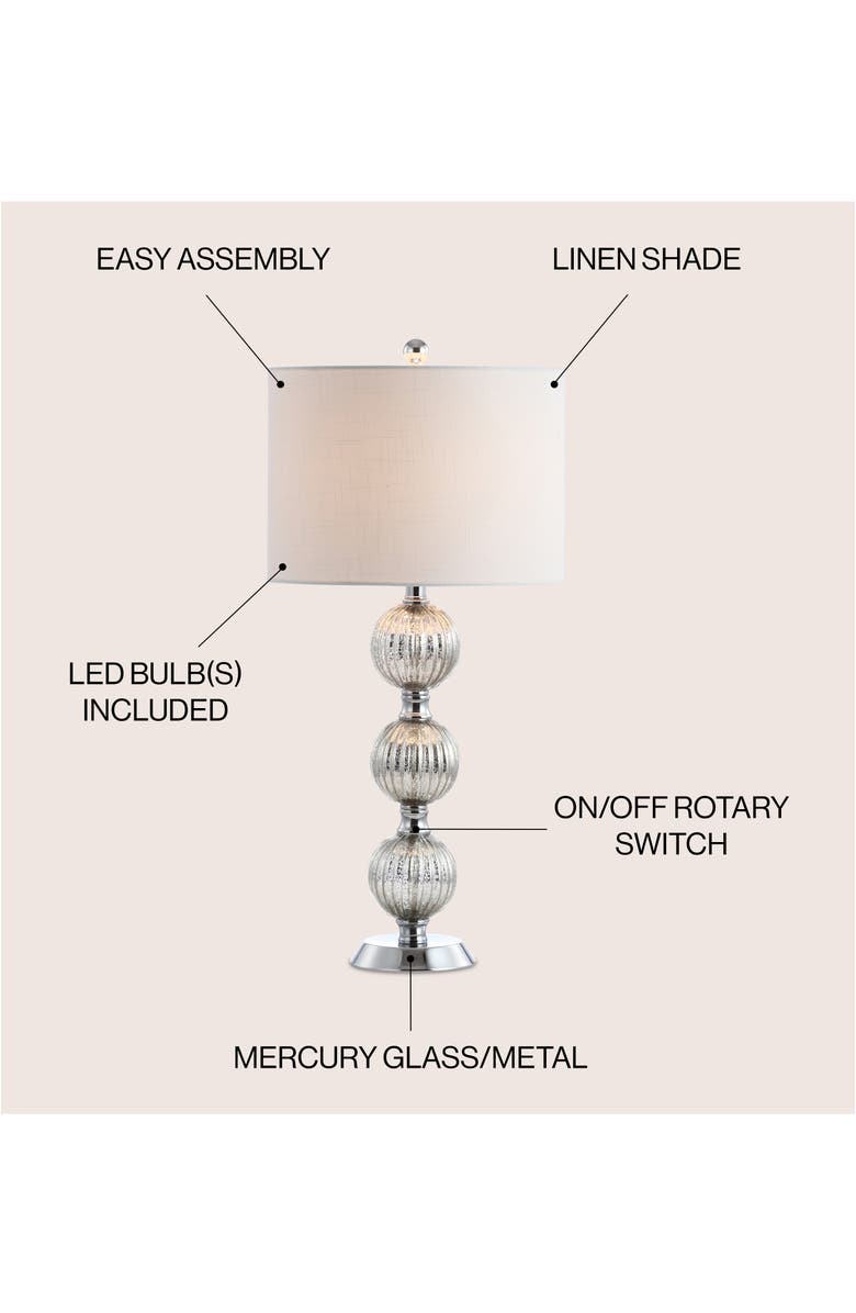 JONATHAN Y Rita 30.5" Silvered Orbs Glass/Metal LED Table Lamp, Alternate, color, 