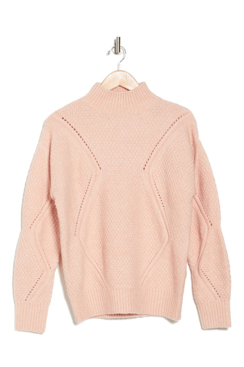 Oversize Mock Neck Pullover Sweater, Alternate, color, BLUSH