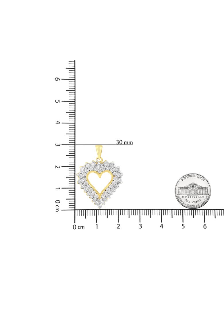 14K Yellow Gold Plated Silver 4.0 Cttw Diamond Shadow Frame Heart Pendant Necklace, Alternate, color, Yellow